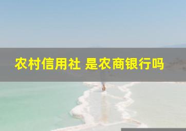 农村信用社 是农商银行吗